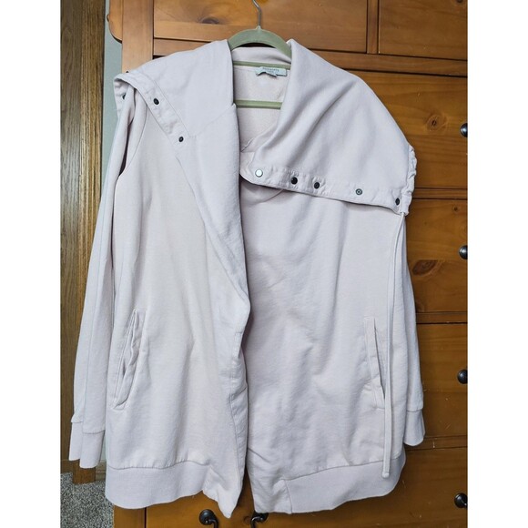 All Saints Sweatshirt Cardigan Size Large Open Front Snap Top Pink Pastel - Picture 3 of 8